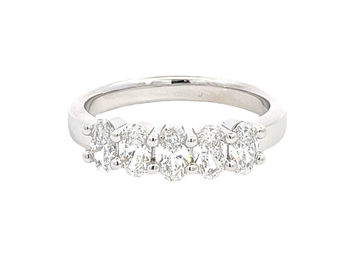 LAB GROWN OVAL DIAMONDS 0.91ctw FIVE STONE BAND