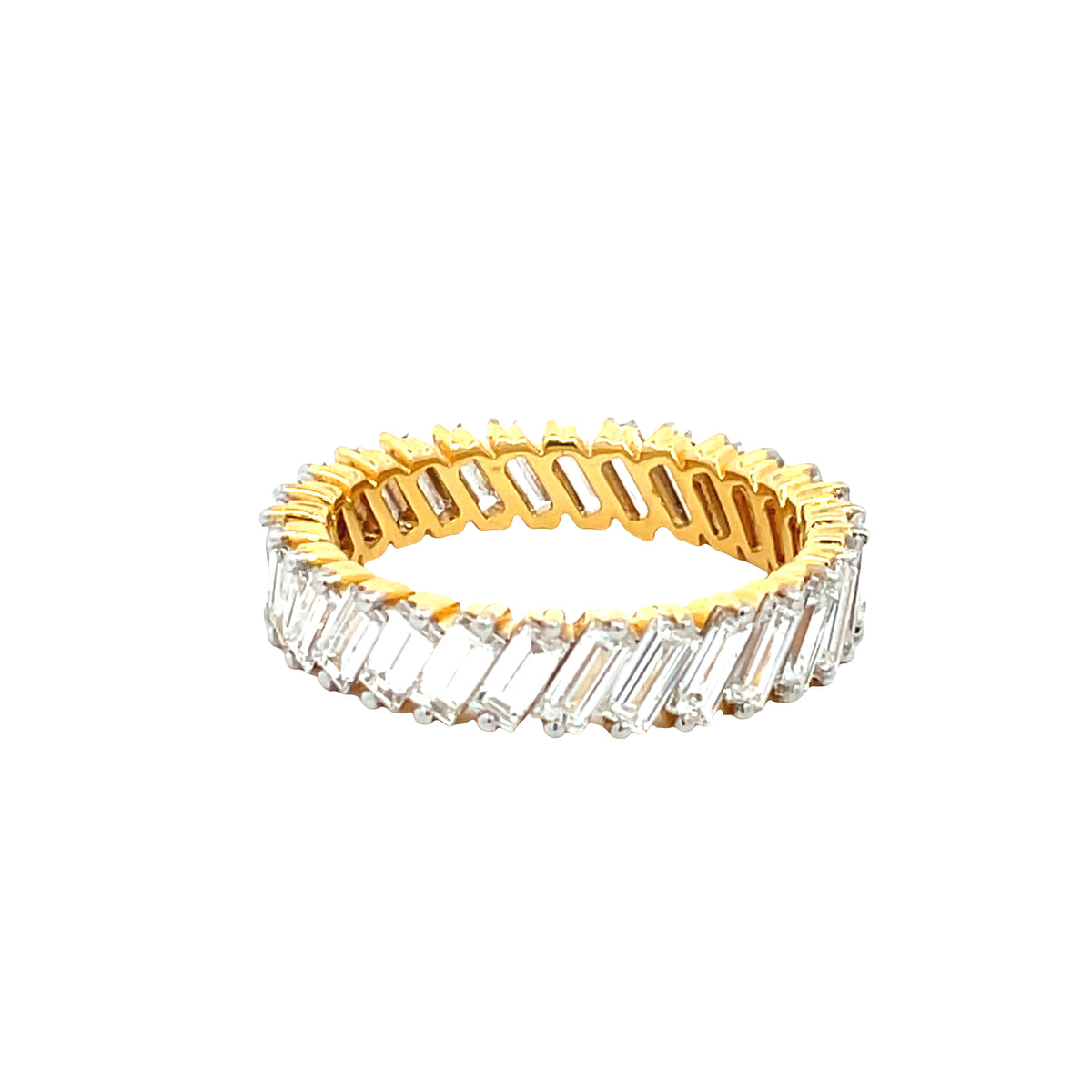 LAB GROWN BAGUETTE DIAMONDS 2.21CTW ANGLED ETERNITY BAND