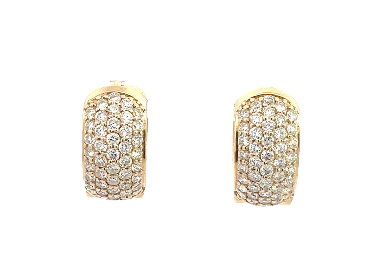 LAB GROWN ROUND CUT DIAMONDS 1.14ctw DOMED PAVE HUGGIE STYLE EARRINGS