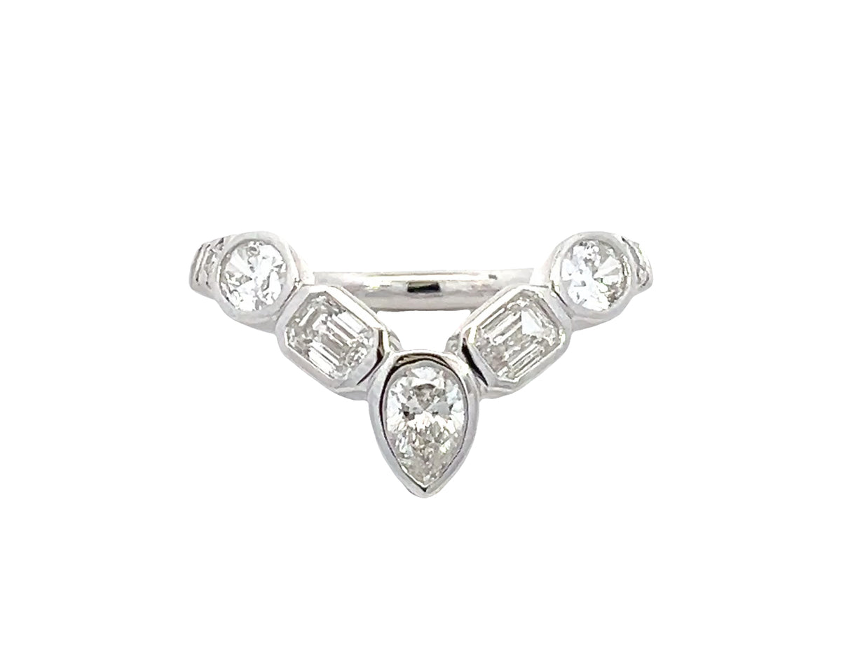 LAB GROWN PEAR, OVAL, EMERALD, & ROUND DIAMONDS 1ctw CHEVRON STYLE BAND
