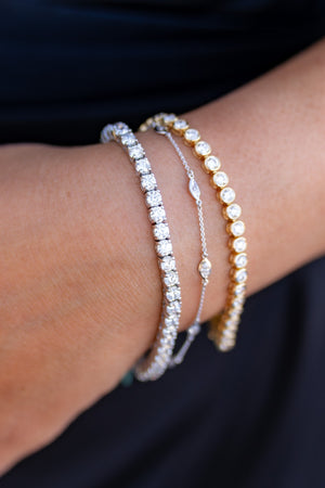 Lab Grown Round Diamond Tennis Bracelets