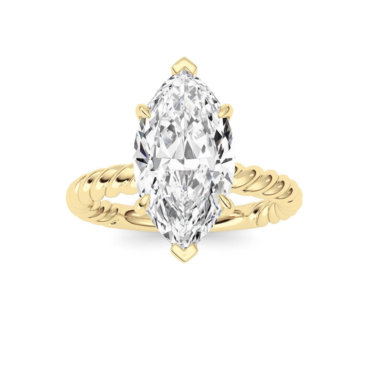 LAB GROWN MARQUISE DIAMOND 3.02ct ROPE SOLITAIRE ENGAGEMENT RING
