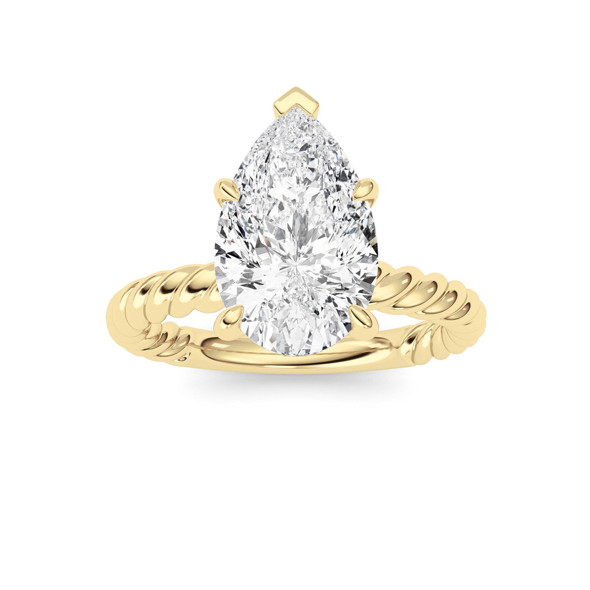 LAB GROWN PEAR DIAMOND 2.99ct ROPE SOLITAIRE ENGAGEMENT RING