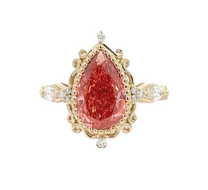 LAB GROWN FANCY PINK PEAR, MARQUISE, & ROUND DIAMONDS 4.02ctw VINTAGE RING