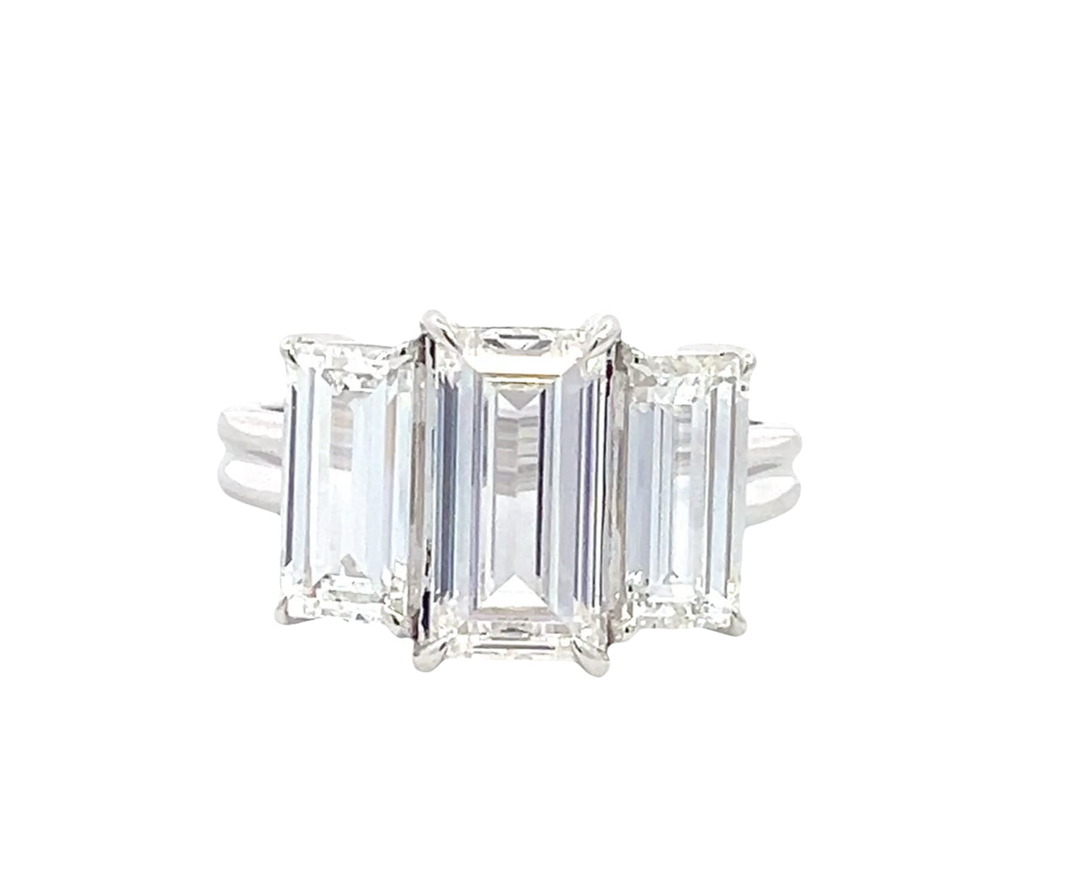 LAB GROWN BAGUETTE DIAMONDS 4.5ctw THREE STONE RING