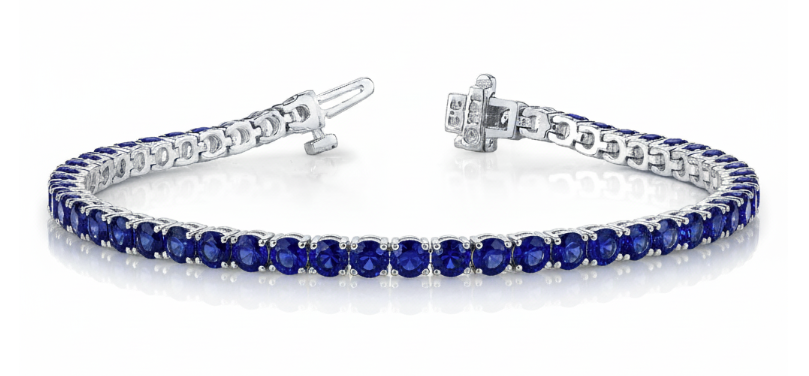LAB GROWN ROUND SAPPHIRES 5ctw TENNIS BRACELET