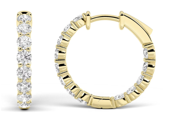 LAB GROWN ROUND DIAMONDS 7ctw INSIDE/OUTSIDE HOOP EARRINGS