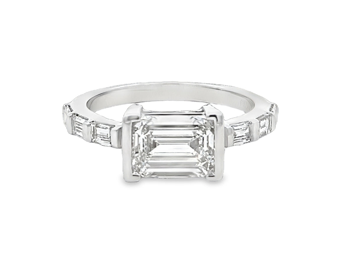 LAB GROWN EMERALD CUT DIAMOND 2 1/4ctw HALF BEZEL RING