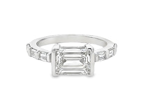LAB GROWN EMERALD CUT DIAMOND 2 1/4ctw HALF BEZEL RING