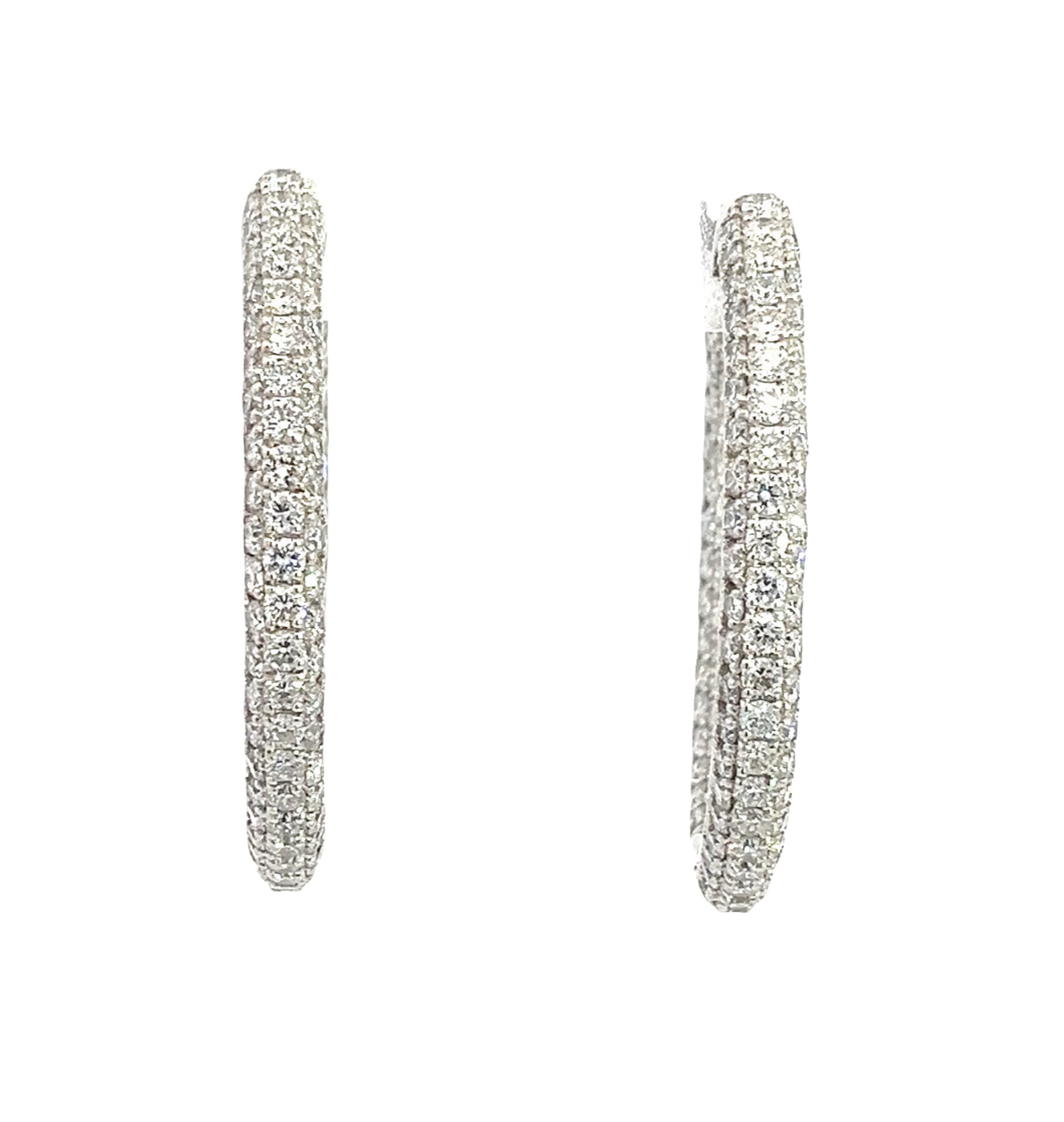 LAB GROWN ROUND DIAMONDS 2.50CTW THREE SIDED PAVE SET HOOP EARRINGS