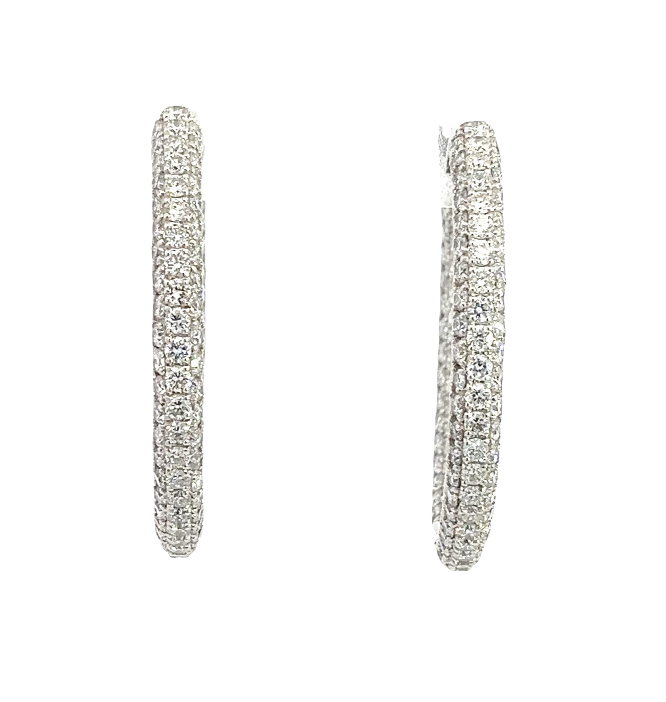 LAB GROWN ROUND DIAMONDS 2.50CTW THREE SIDED PAVE SET HOOP EARRINGS