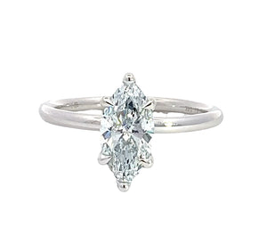 LAB GROWN MARQUISE & ROUND DIAMONDS 1.11ctw SOLITAIRE ENGAGEMENT RING