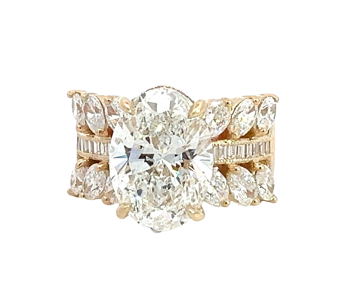 LAB GROWN OVAL AND BAGUETTE DIAMONDS 7.05ctw CUSTOM RING