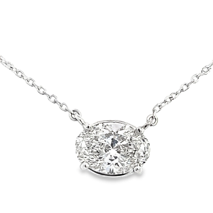LAB GROWN OVAL DIAMOND 2.00CT HORIZONTAL STATIONARY PENDANT