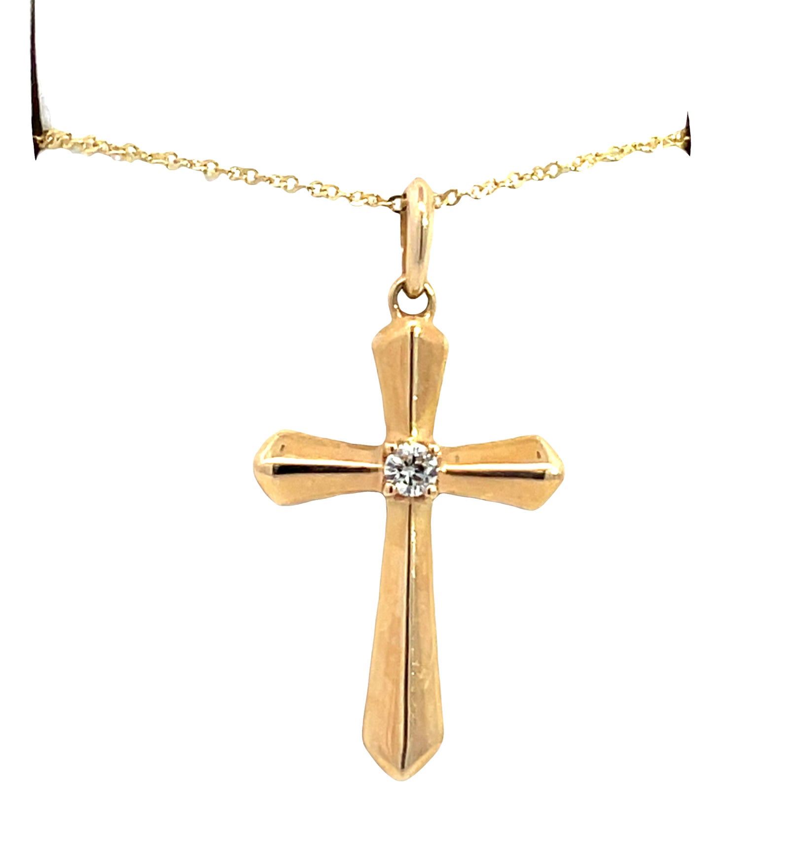LAB GROWN ROUND DIAMOND 0.06ct CROSS NECKLACE