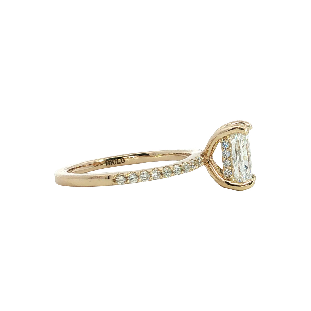 LAB GROWN RADIANT AND ROUND DIAMONDS 1.90ctw PRONG SET RING