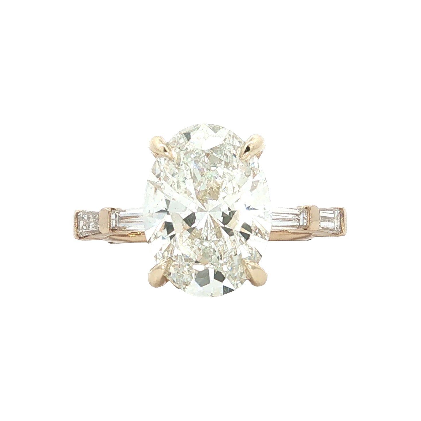 LAB GROWN OVAL AND BAGUETTE DIAMONDS 5.13ctw CHANNEL SET RING