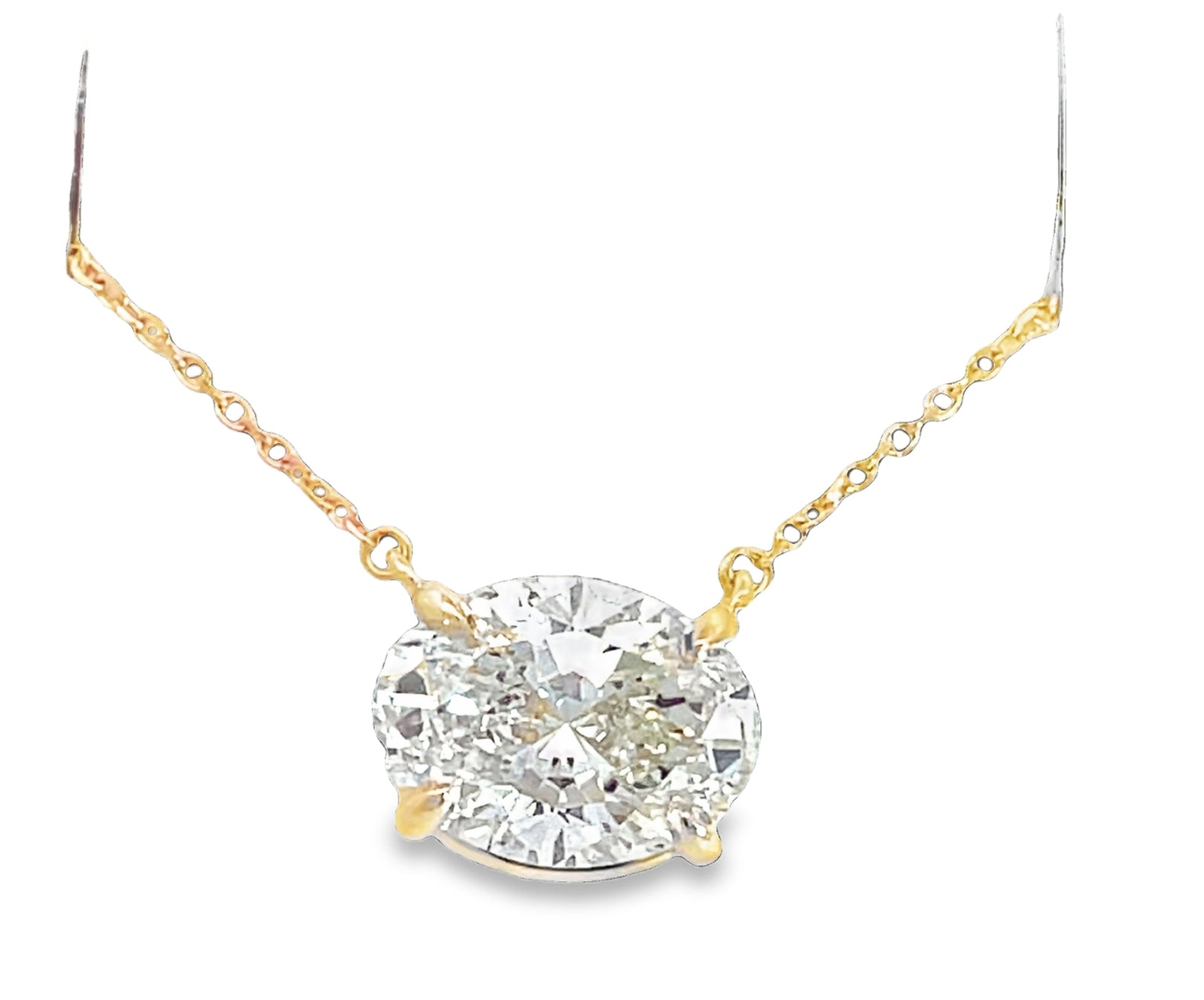 LAB GROWN OVAL DIAMOND 3.04ct STATIONARY SOLITAIRE PENDANT