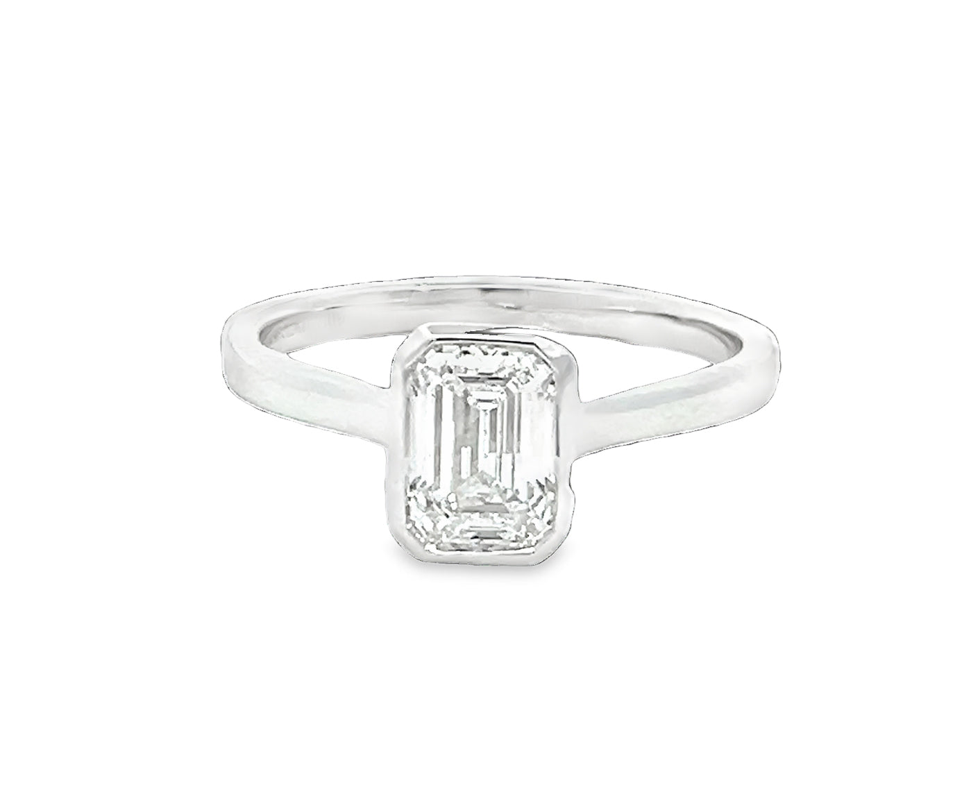 LAB GROWN EMERALD DIAMOND 1.09CT BEZEL SOLITAIRE RING