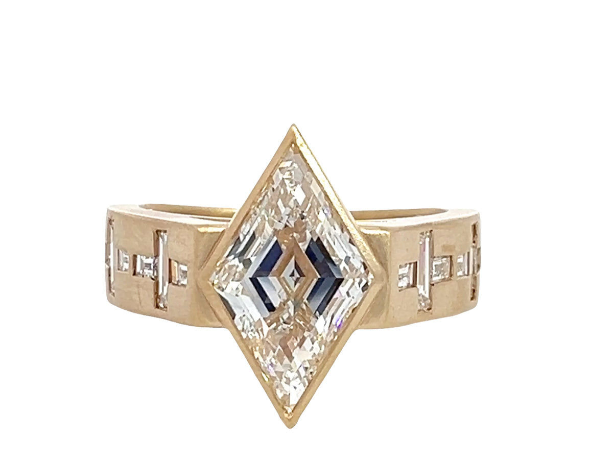 LAB GROWN LOZENGE &amp; BAGUETTE DIAMONDS 4.10ctw CUSTOM RING