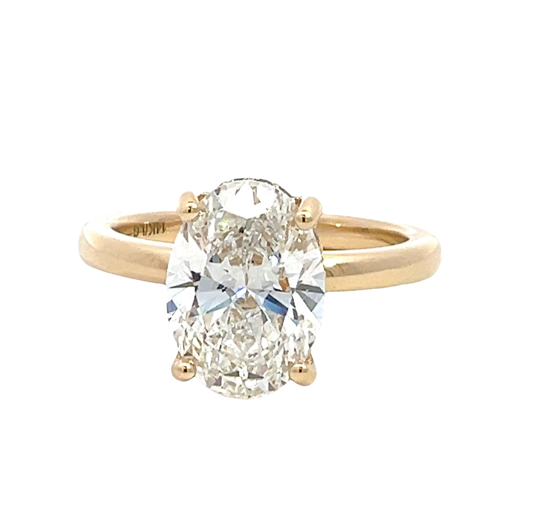 LAB GROWN OVAL DIAMOND 4.24ctw UNDERHALO SOLITAIRE ENGAGEMENT RING