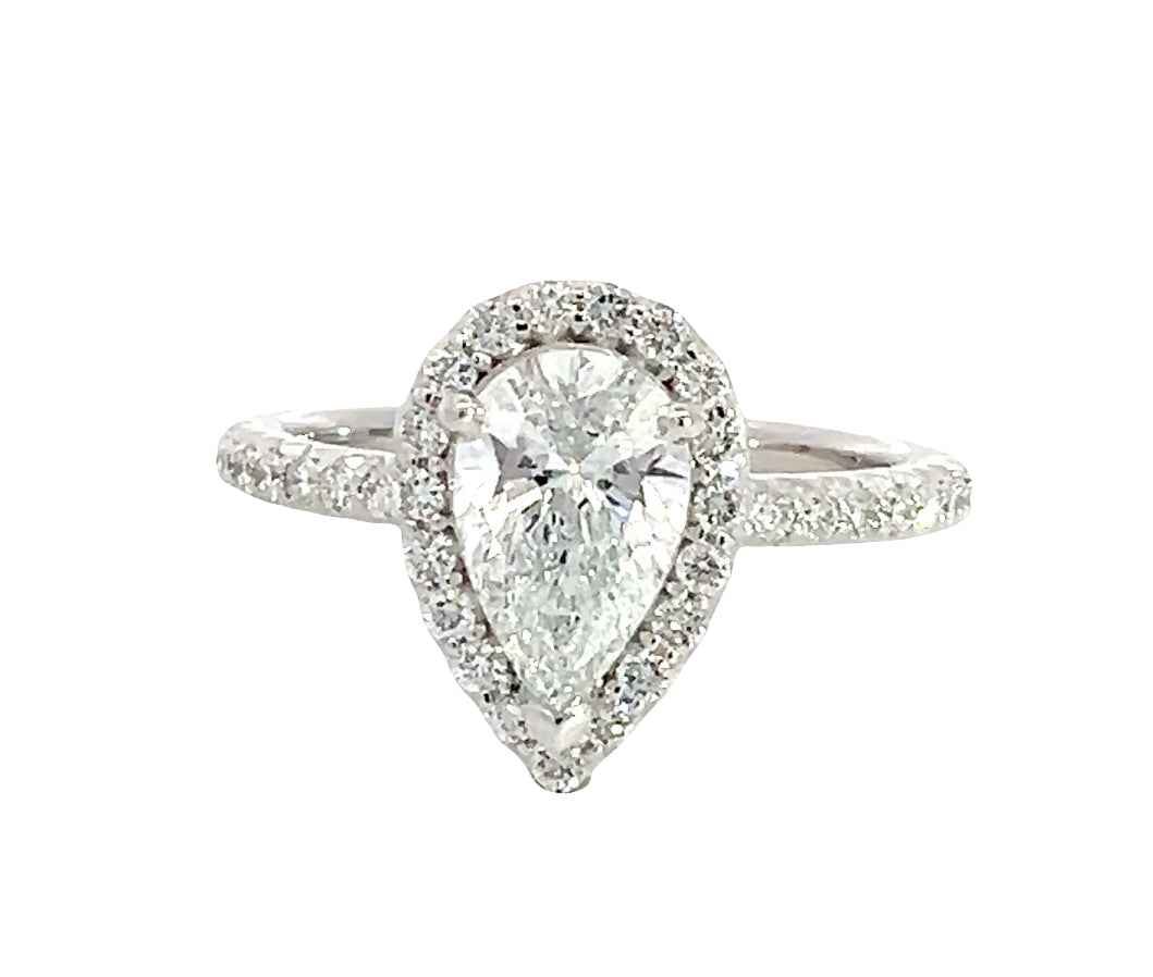 LAB GROWN PEAR &amp; ROUND DIAMONDS 1.60ctw HALO RING
