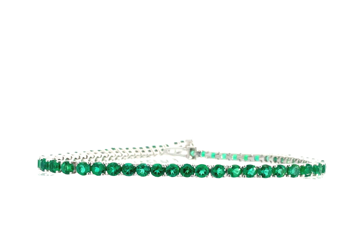 LAB GROWN ROUND EMERALDS 3ctw TENNIS BRACELET
