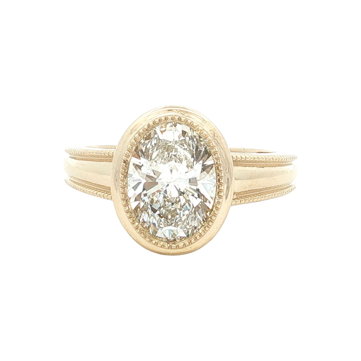 2.03 CT Oval Lab-Grown Diamond Bezel Engagement Ring