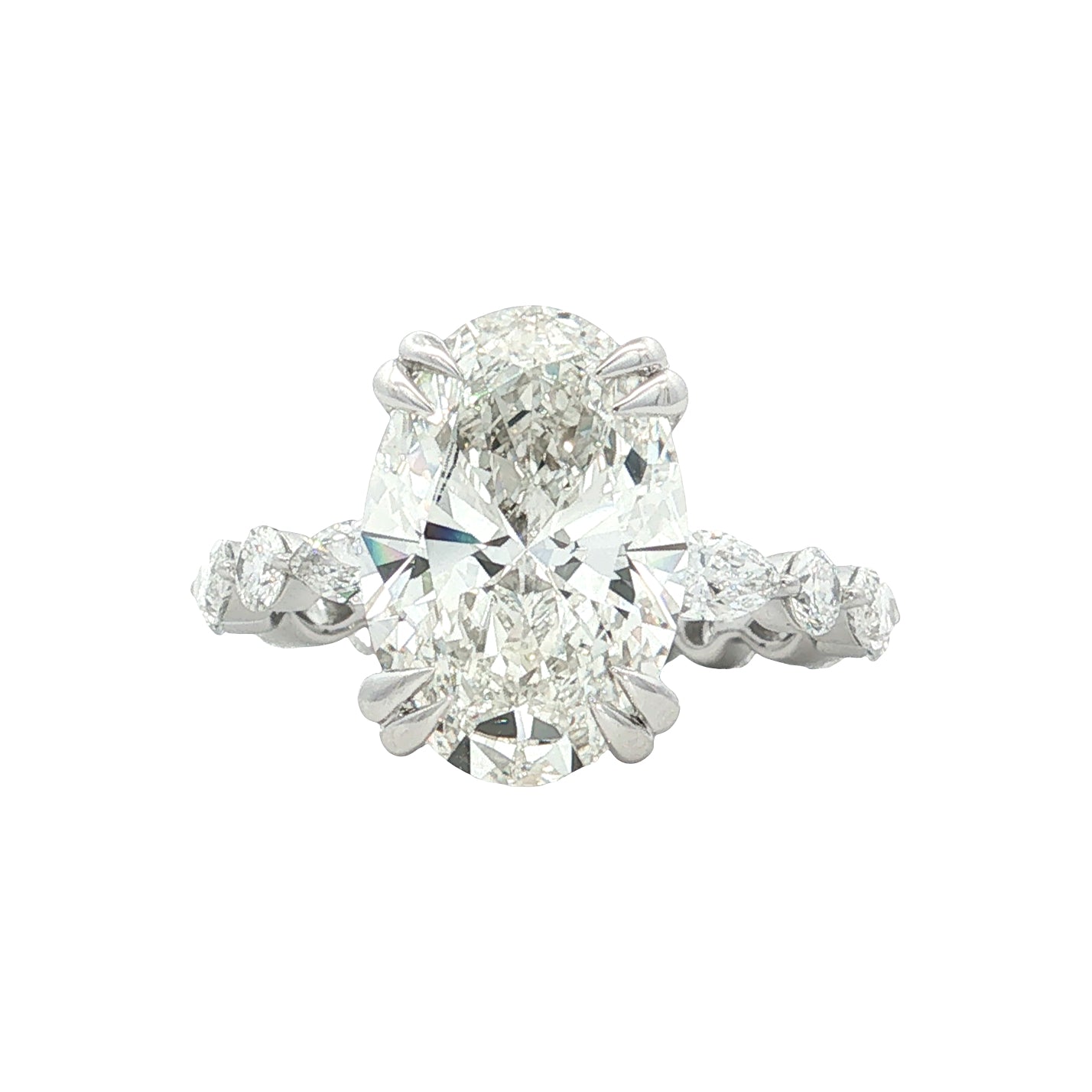LAB GROWN OVAL AND MARQUISE DIAMONDS 5.17ctw PRONG SET RING