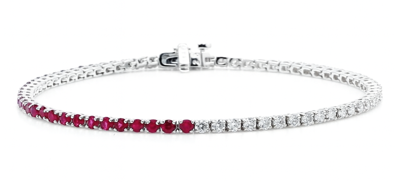 LAB GROWN RUBIES AND DIAMONDS 3ctw TENNIS BRACELET
