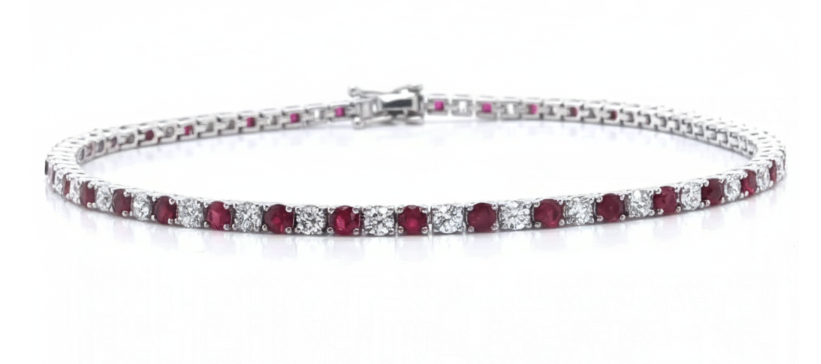 LAB GROWN RUBIES AND DIAMONDS 5ctw TENNIS BRACELET