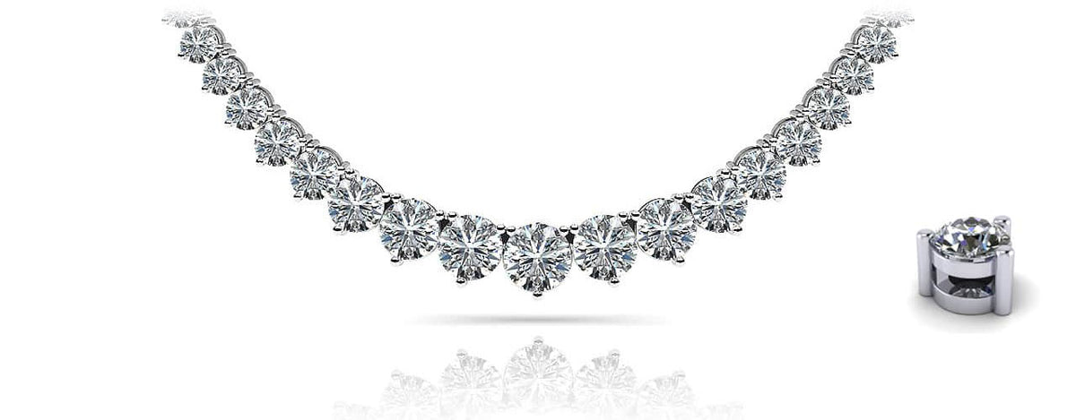 LAB GROWN ROUND DIAMONDS 10ctw TENNIS NECKLACE