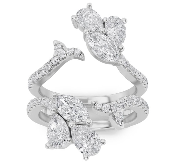 LAB GROWN MARQUISE, PEAR AND ROUND DIAMONDS 2ctw RING ENHANCER