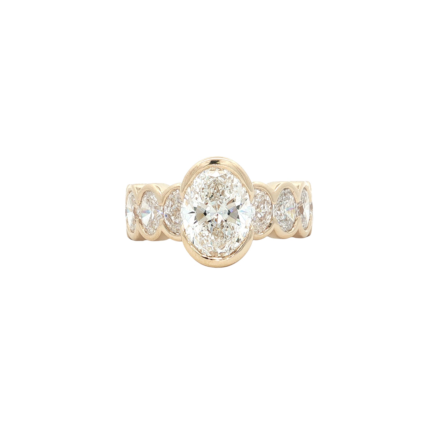 LAB GROWN OVAL DIAMONDS 4.38ctw BEZEL SET RING