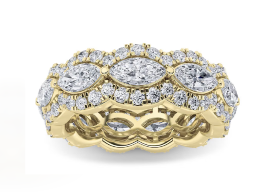 LAB GROWN MARQUISE AND ROUND DIAMONDS 4ctw ETERNITY BAND