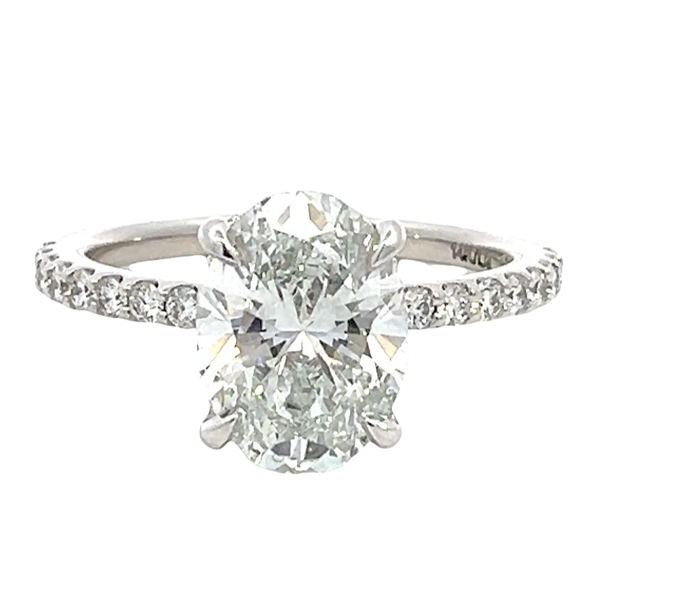 LAB GROWN OVAL &amp; ROUND DIAMONDS 3.02ctw PRONG SET RING