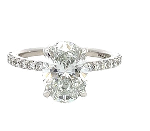 LAB GROWN OVAL & ROUND DIAMONDS 3.02ctw PRONG SET RING