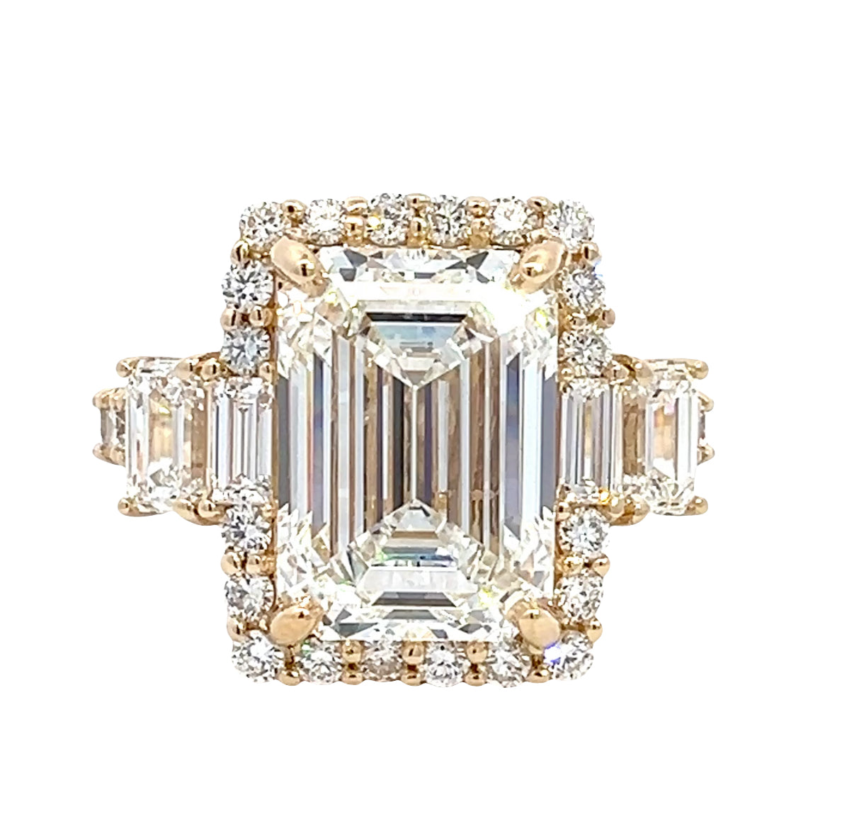 LAB GROWN EMERALD CUT 8.05ctw HALO RING