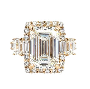 LAB GROWN EMERALD CUT 8.05ctw HALO RING