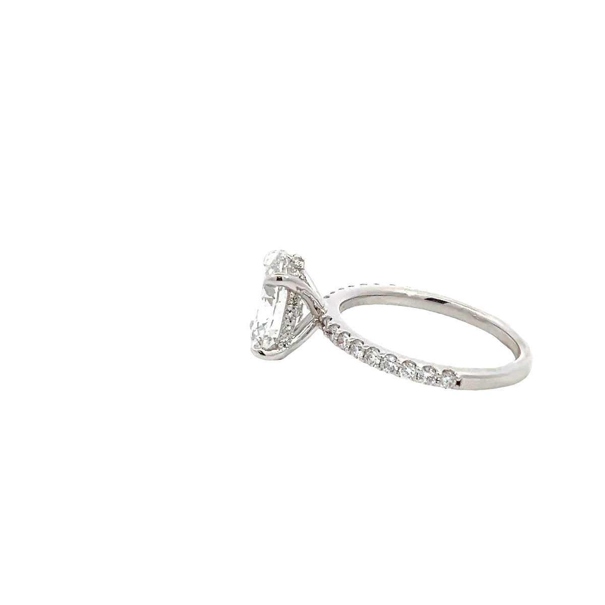 LAB GROWN OVAL &amp; ROUND DIAMONDS 2.97ctw PRONG SET RING WITH HIDDEN HALO