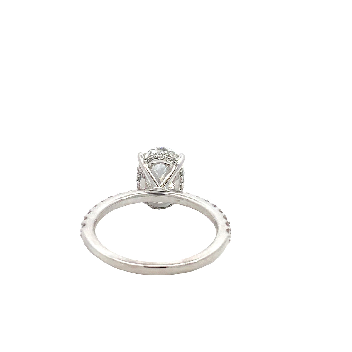 LAB GROWN OVAL &amp; ROUND DIAMONDS 2.97ctw PRONG SET RING WITH HIDDEN HALO