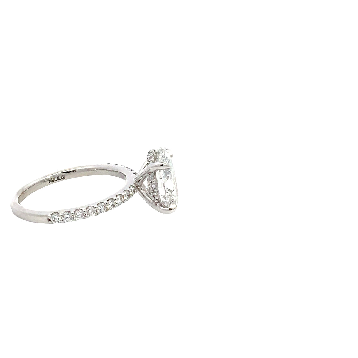LAB GROWN OVAL &amp; ROUND DIAMONDS 2.97ctw PRONG SET RING WITH HIDDEN HALO