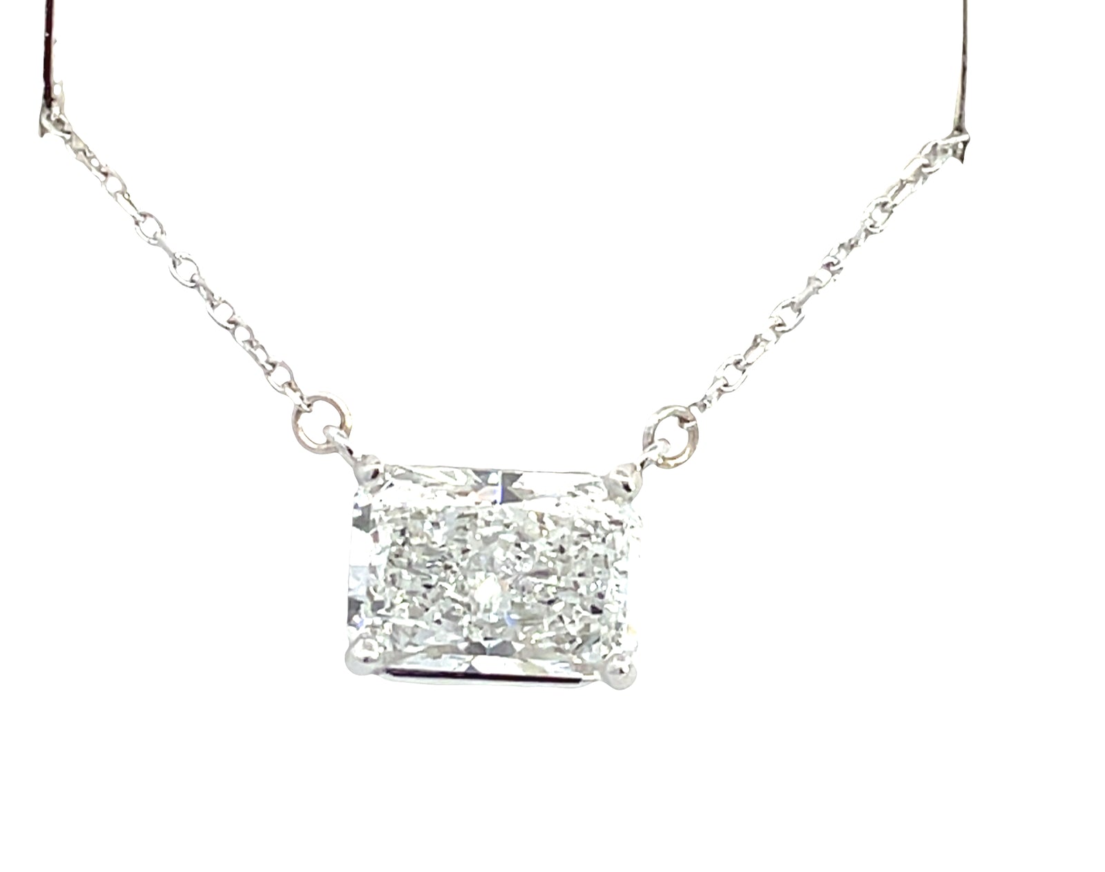 LAB GROWN RADIANT DIAMOND 1.58CT HORIZONTAL STATIONARY  PENDANT