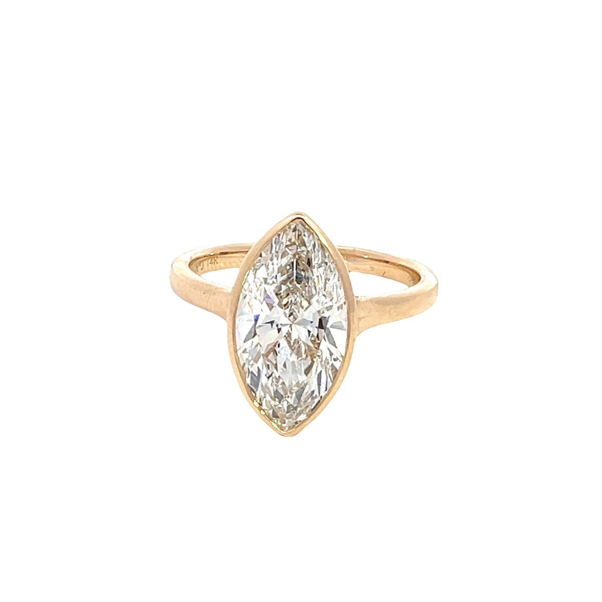 LAB GROWN MARQUISE DIAMOND 2.05ct BEZEL SOLITAIRE ENGAGEMENT RING