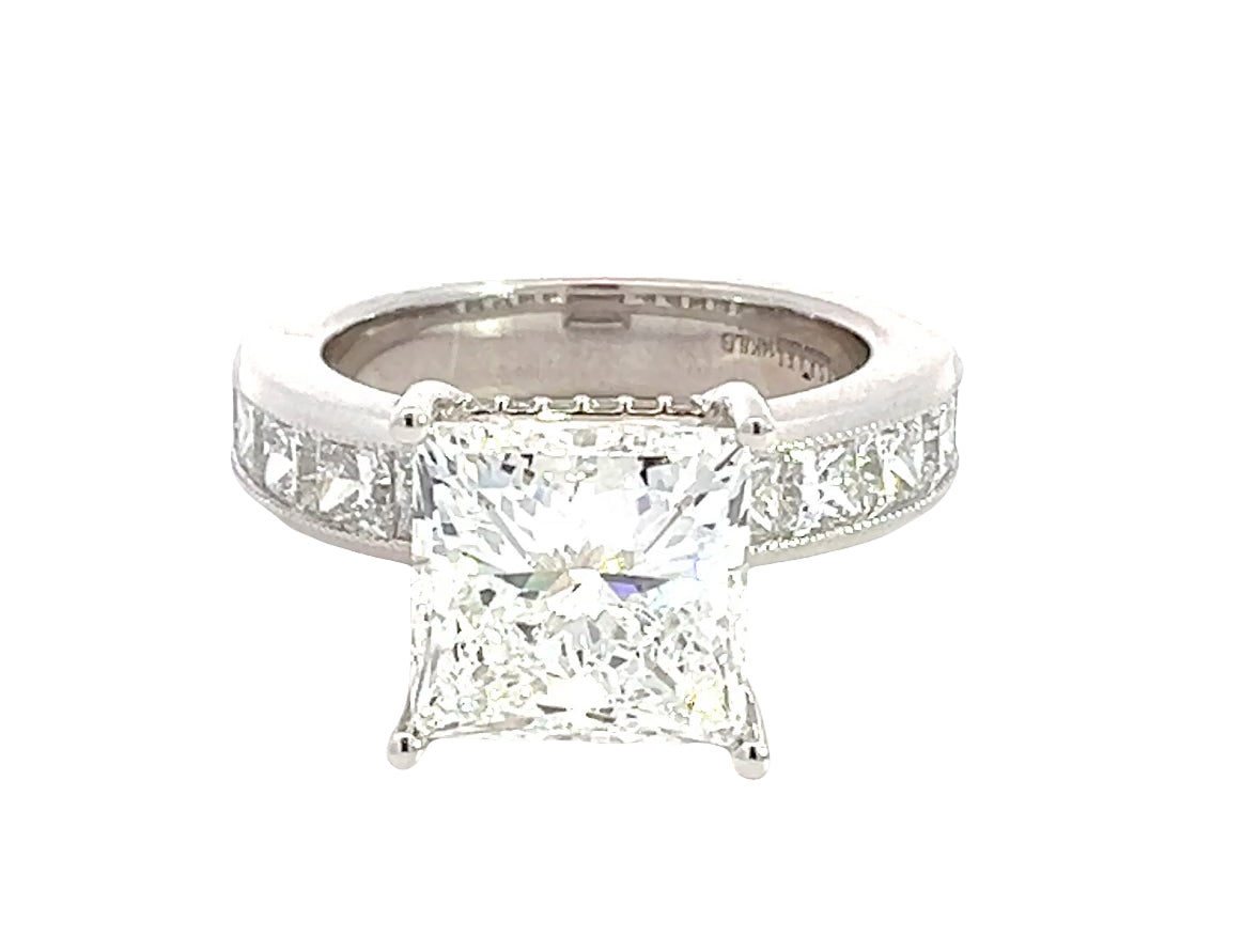 LAB GROWN PRINCESS CUT DIAMONDS 6.92ctw CHANNEL SET RING