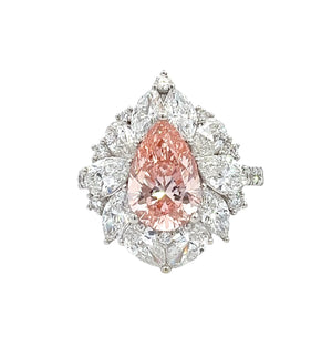 LAB GROWN PEAR, MARQUISE, & ROUND DIAMONDS 4.50ctw HALO STYLE RING