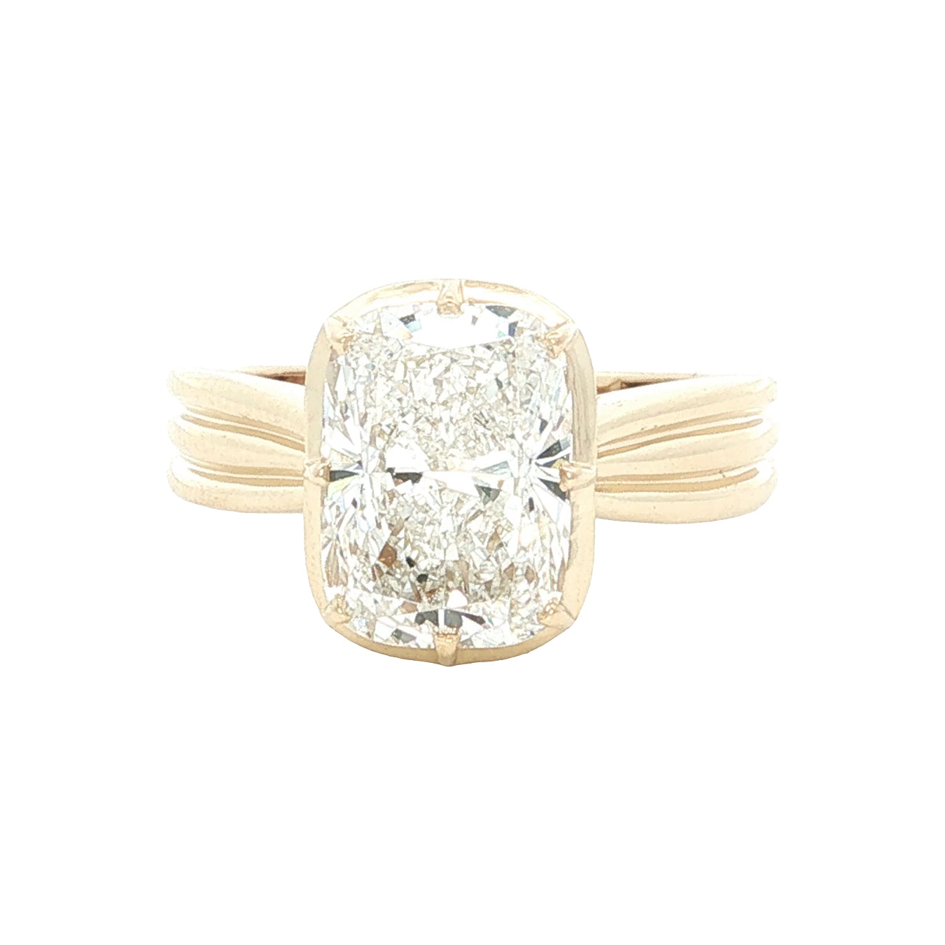 3.05 CT Cushion Lab-Grown Diamond Bezel Engagement Ring