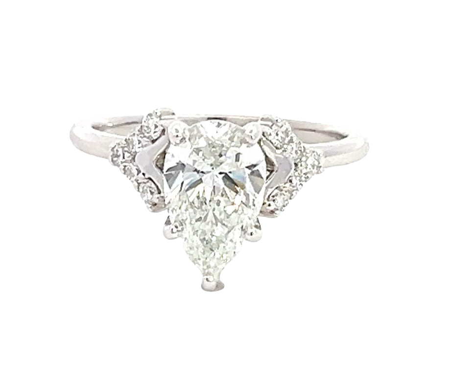 LAB GROWN PEAR AND ROUND DIAMONDS 1.70ctw PRONG SET RING