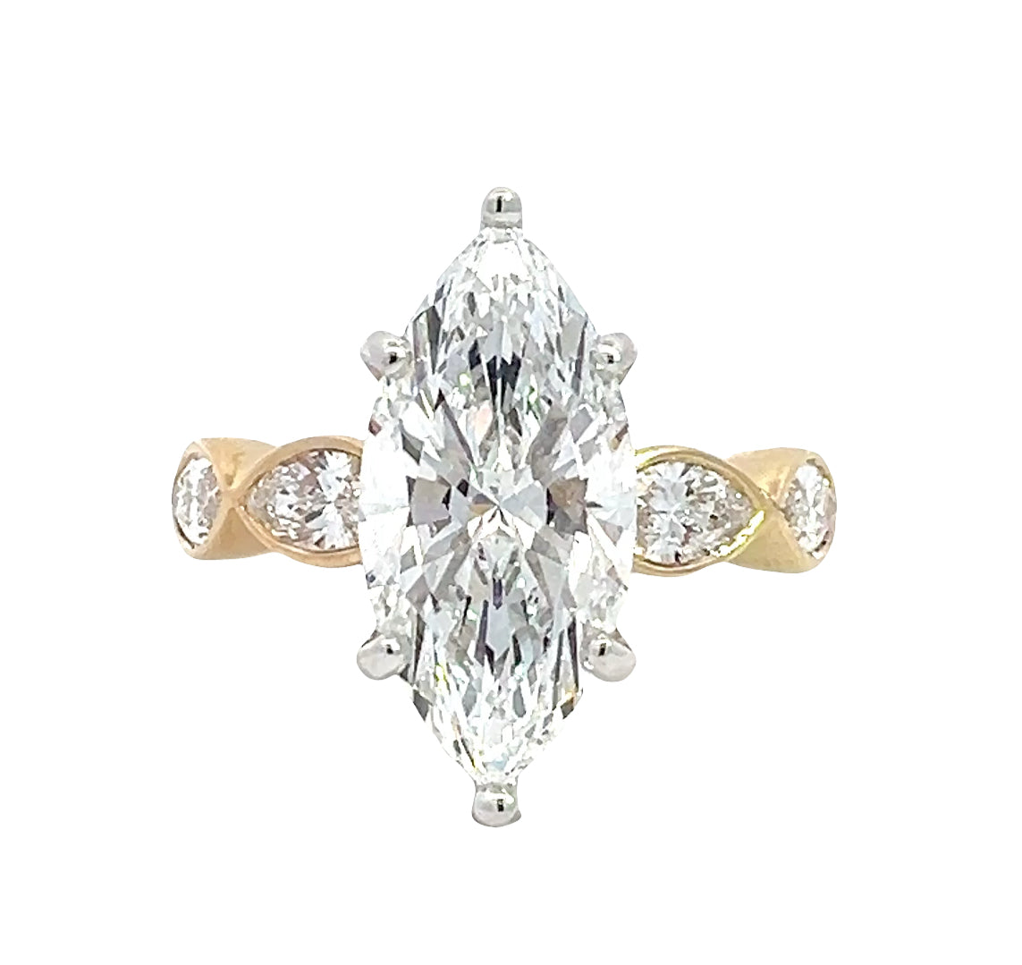 LAB GROWN MARQUISE DIAMONDS 4.81CTW BEZEL EAST/WEST RING