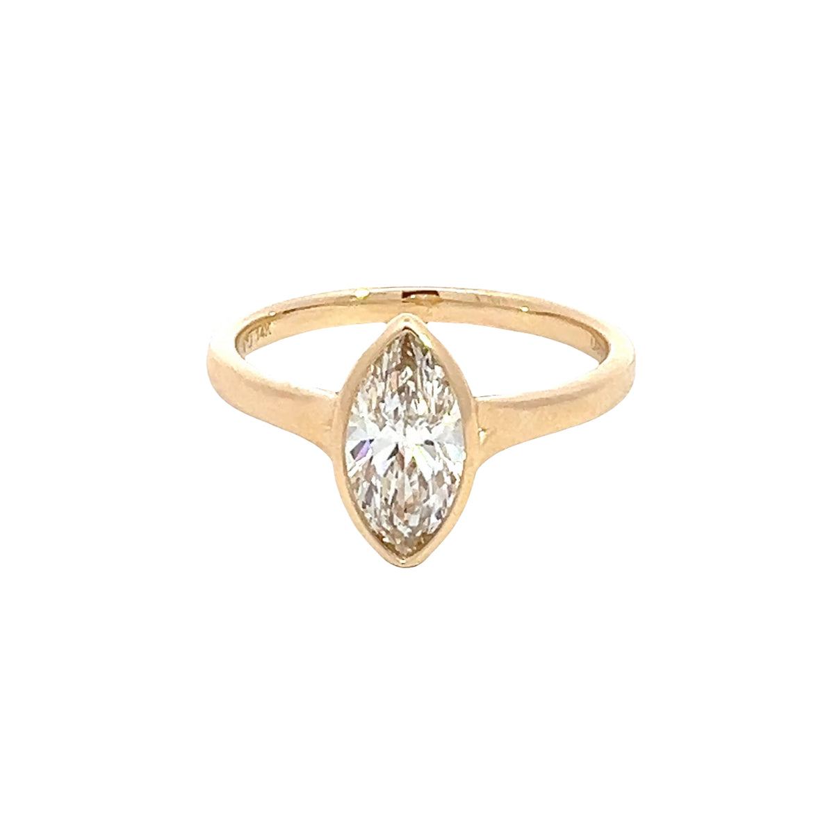 LAB GROWN MARQUISE DIAMOND 1.01ct BEZEL SOLITAIRE ENGAGEMENT RING